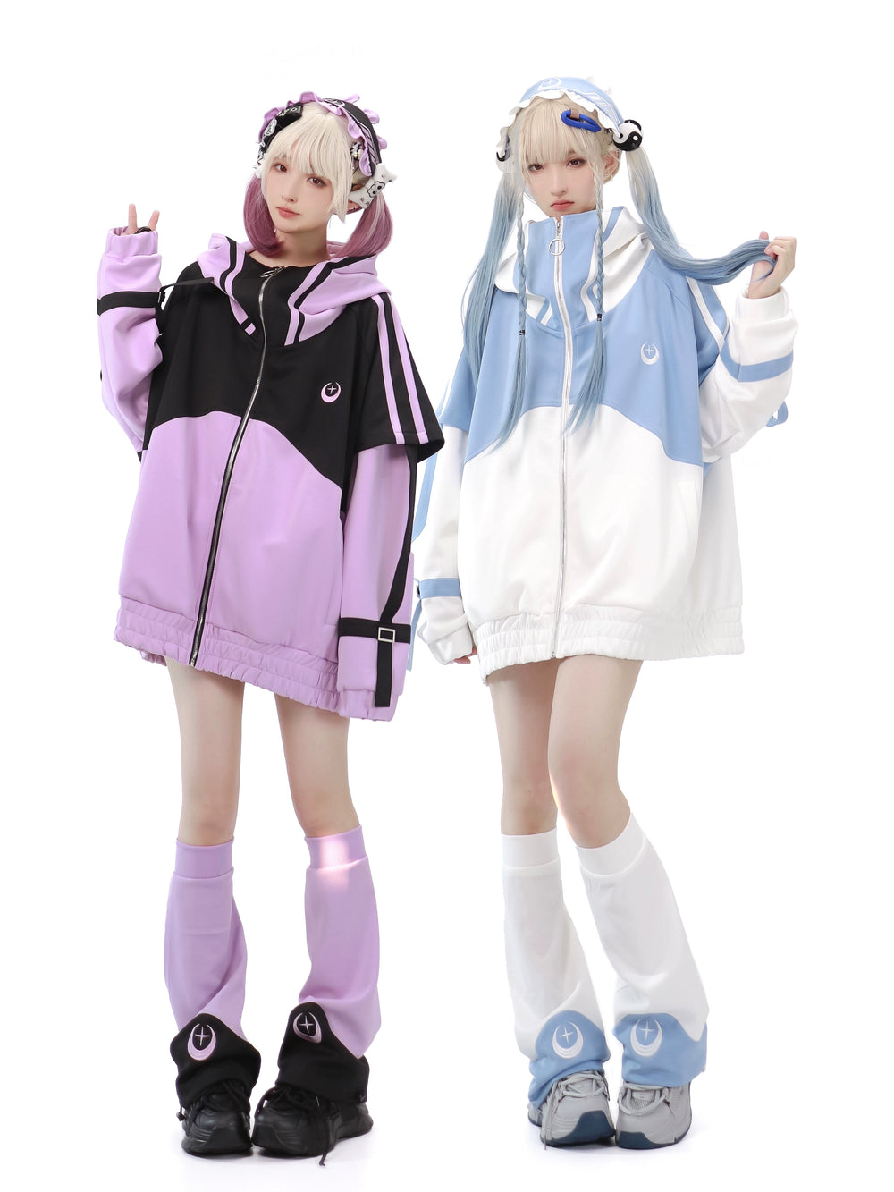 Plus Size Tenshi Kaiwai Coat Loose-fitting Sports Set 29162:357198