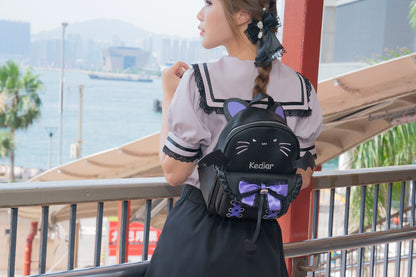 Jirai Kei Bag Devil Cat Double Shoulder Bag Kawaii Black Bag 37690:568166