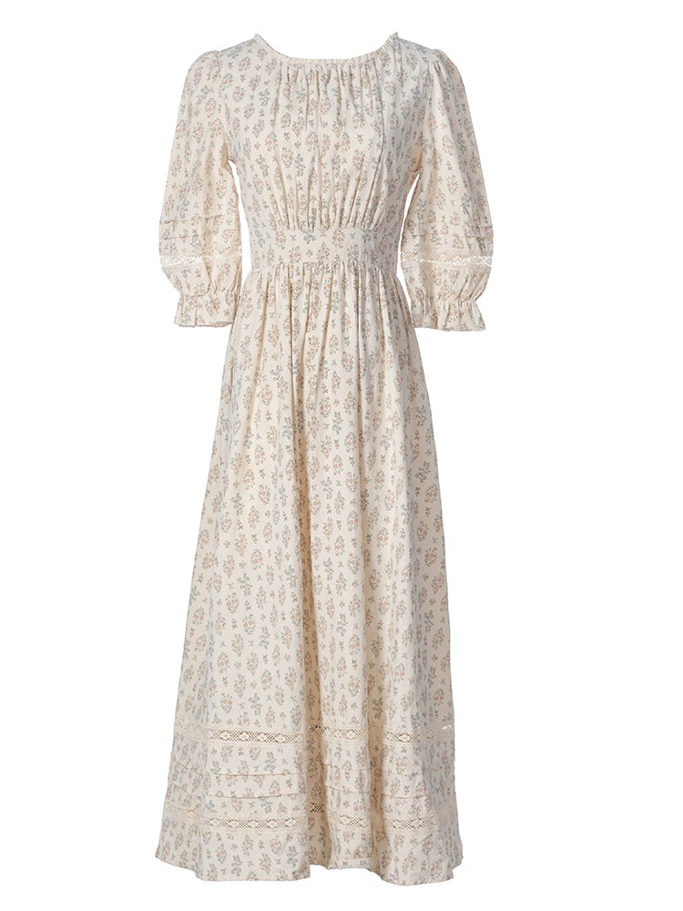 Mori Kei Dress Cottagecore Floral Dress French Artistic Cotton Dress 36340:546916
