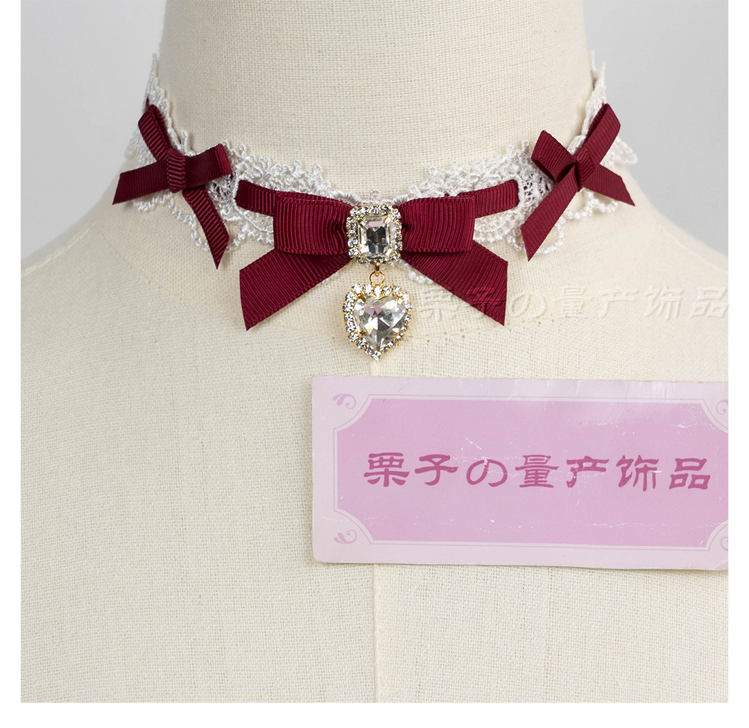 Jirai Kei Lace Choker, Detachable Faux Pearl Necklace 44010:793209