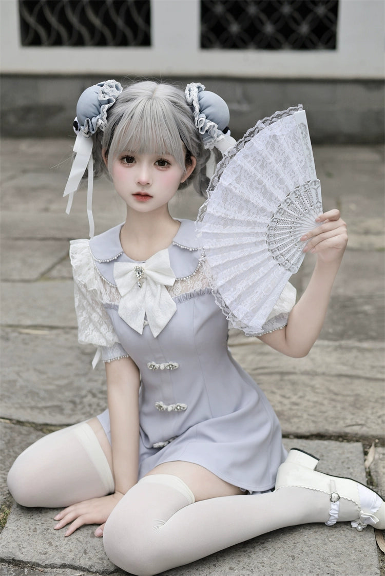 Jirai Kei Set Up Petal Collar Dress Chinese Style Outfit 37120:551932
