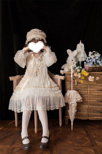 Sunflower Daily Lolita Dress Mori Kei Dress Long Sleeve Dress 36478:552300