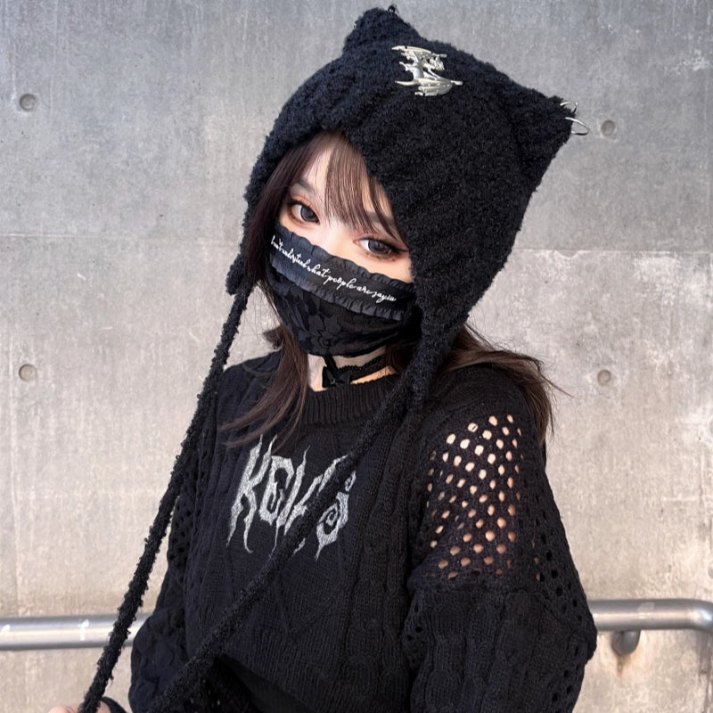 Y2K Winter Hat Japanese Style Knitted Cat Ear Hat 39486:635000