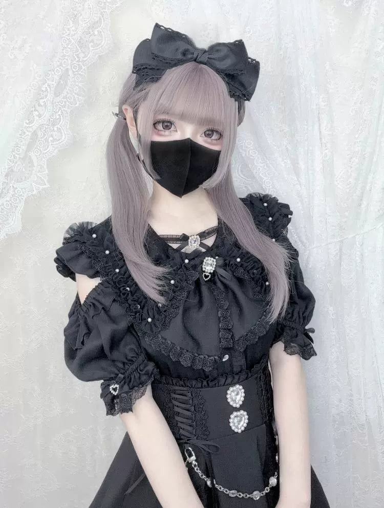 Jirai Kei Bunny Ear Blouse, Ruffles and Lace (L M S XL) 43937:791892