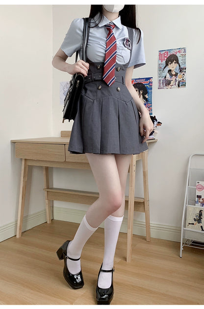 American Uniform Set College Style Skirt Preppy Blouse 36408:567966