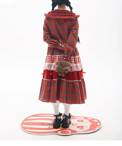 Sweet Lolita Dress Kawaii Dress Retro Dress Red Plaid Dress 36148:542808