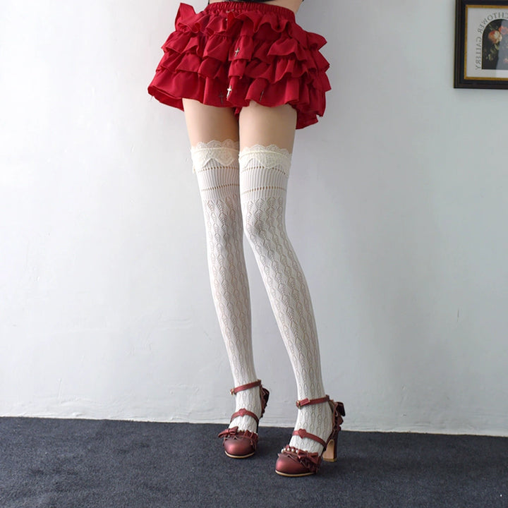 Lolita Fishnet Stockings, Lace Cuffs 44085:795591