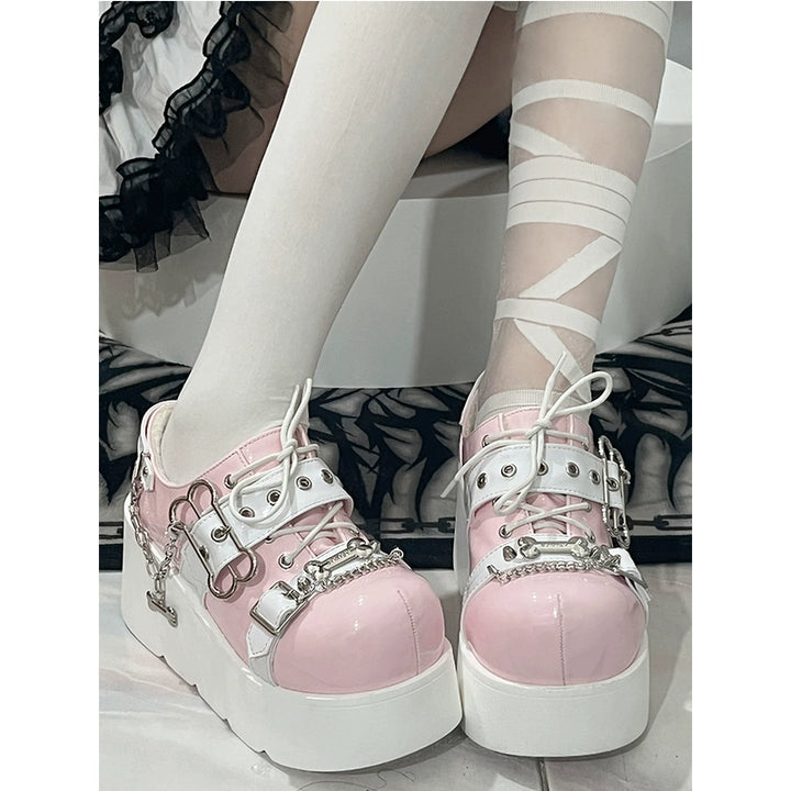 Y2K Platform Shoes Punk Gyaru Fashion Thick-Soled Shoes (34 35 36 37 38 39 40 / Pink) 38262:594166