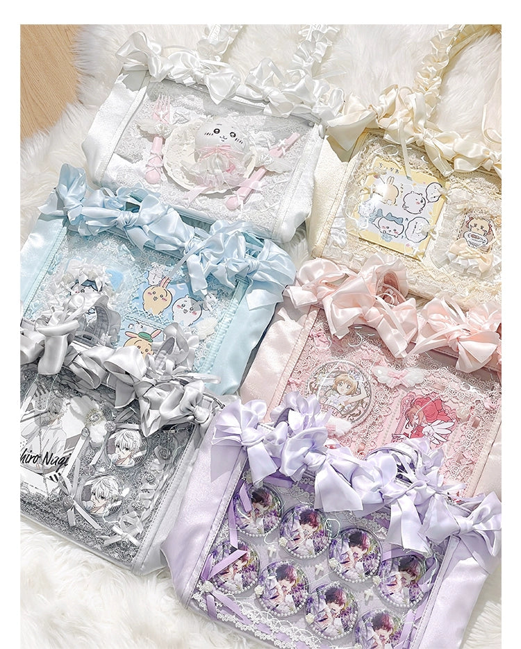 Elegant Satin Ita Bag, Rose-Inspired Ribbon & Clear Window 43230:773246