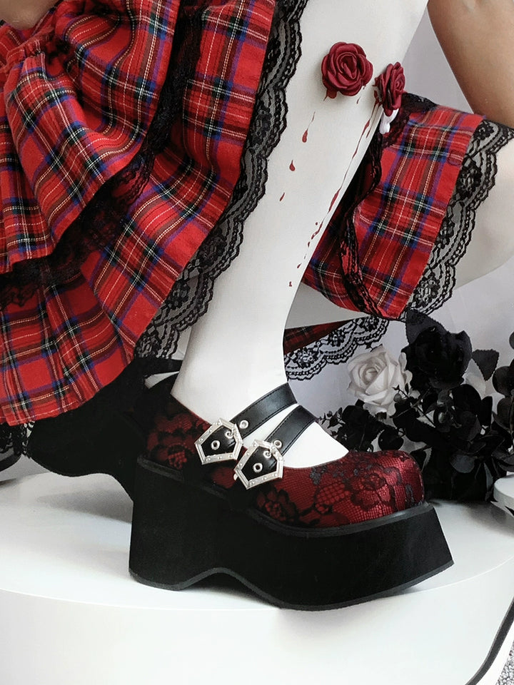 Black Red Platform Shoes Mary Jane Shoes 29728:367916 29728:367916