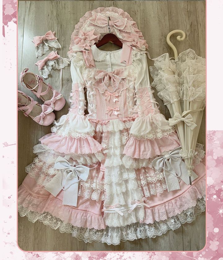 Sweet Lolita Pink JSK Doll-like Dress Princess Sleeve Blouse BNT 41170:697852