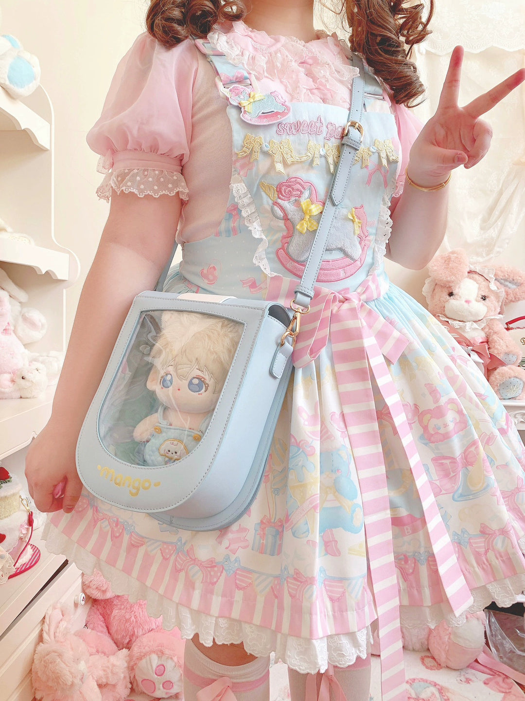 Kawaii Itabag Cat Crossbody Bag PU Double-sided Bag 38282:588364