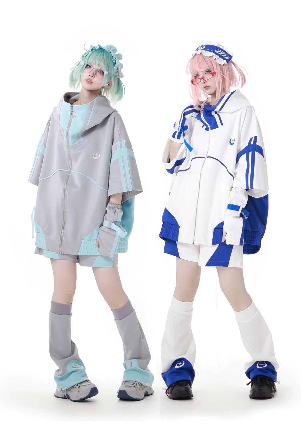 Oversized Short-Sleeved Jirai Kei Jacket Set with Shorts & Pants 42810:764208