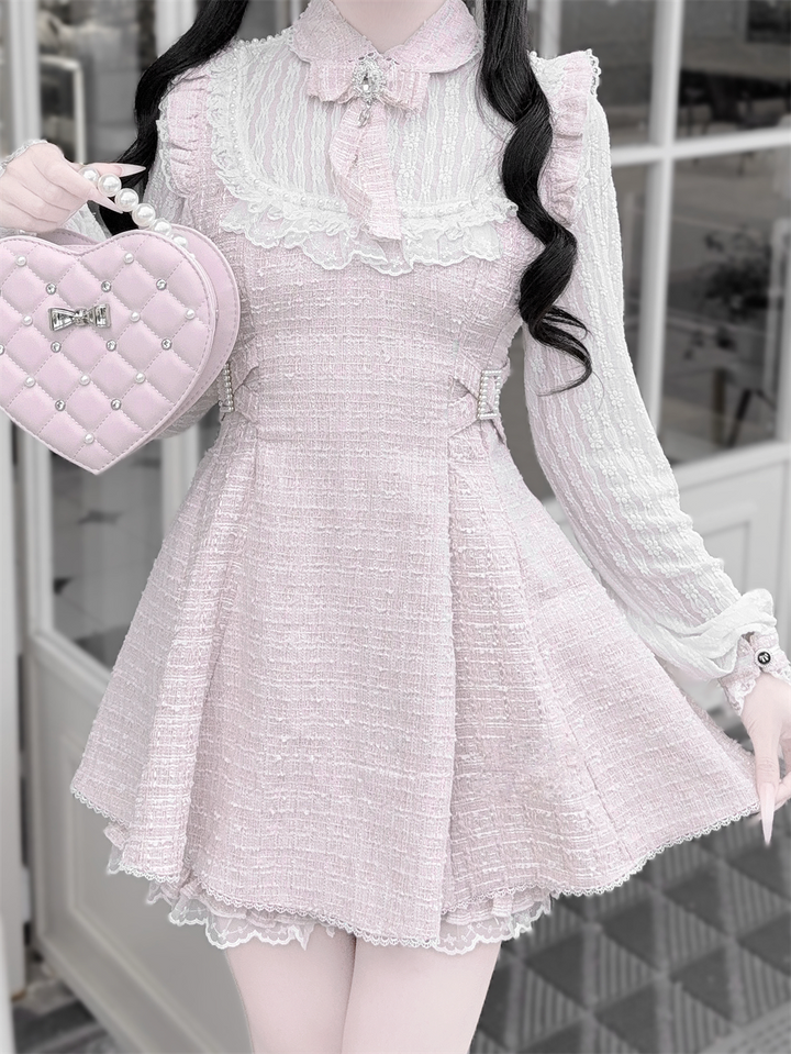 Tweed Ryousangata Dress Set, Elastic Waisted Shorts (2XL L M S XL) 44144:797219