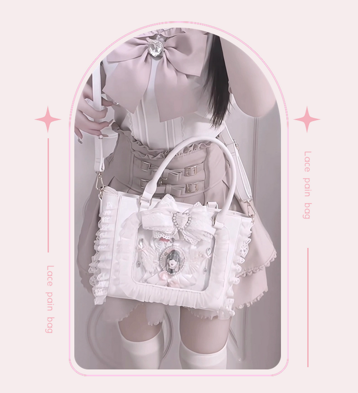 Jirai Kei Itabag Lace Trim Bag Small Capacity Tote Bag 41868:722802