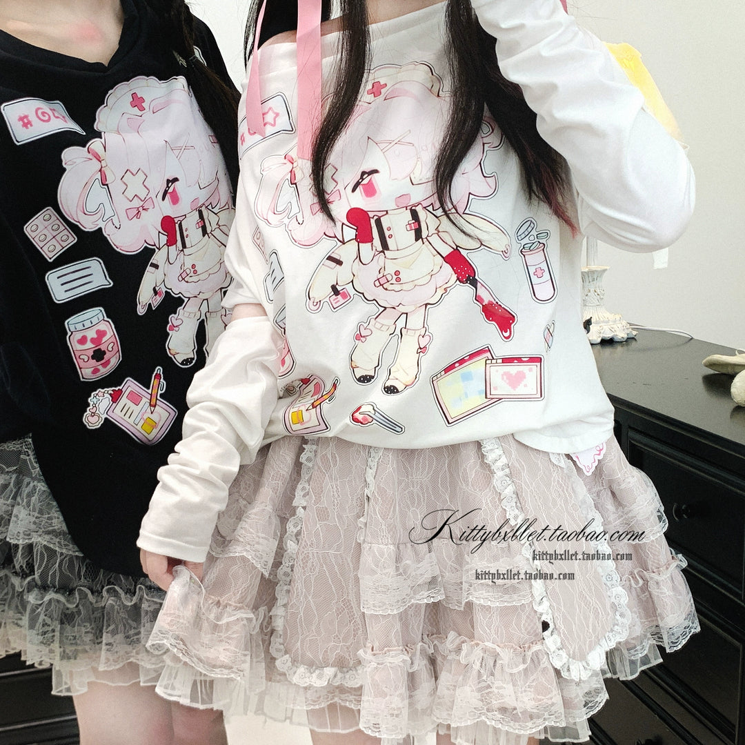 Subculture One Shoulder T-shirt, Detachable Sleeves 43694:783494