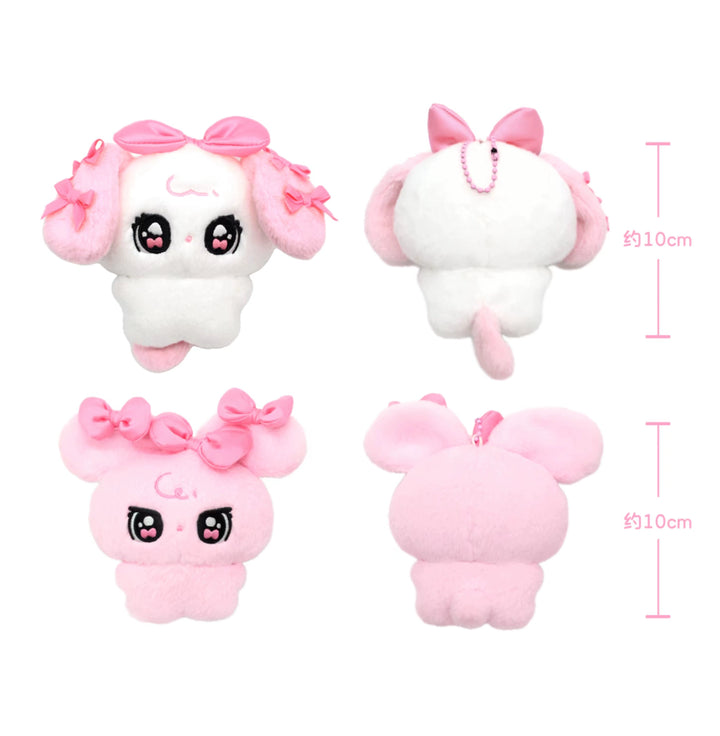Kawaii Pink Bunny/Puppy Plush Pendant + Acrylic Keychain 43028:762386