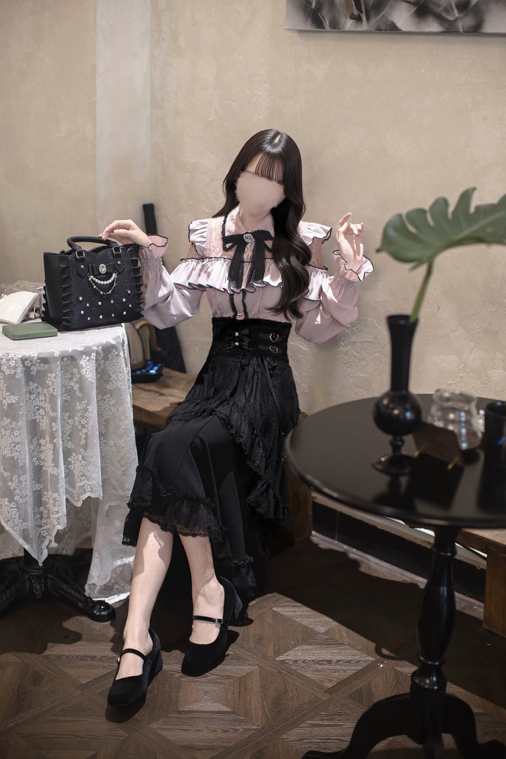 Seiso Kei Pink Blouse & Mermaid Skirt, Lace & Ruffles 45933:870759