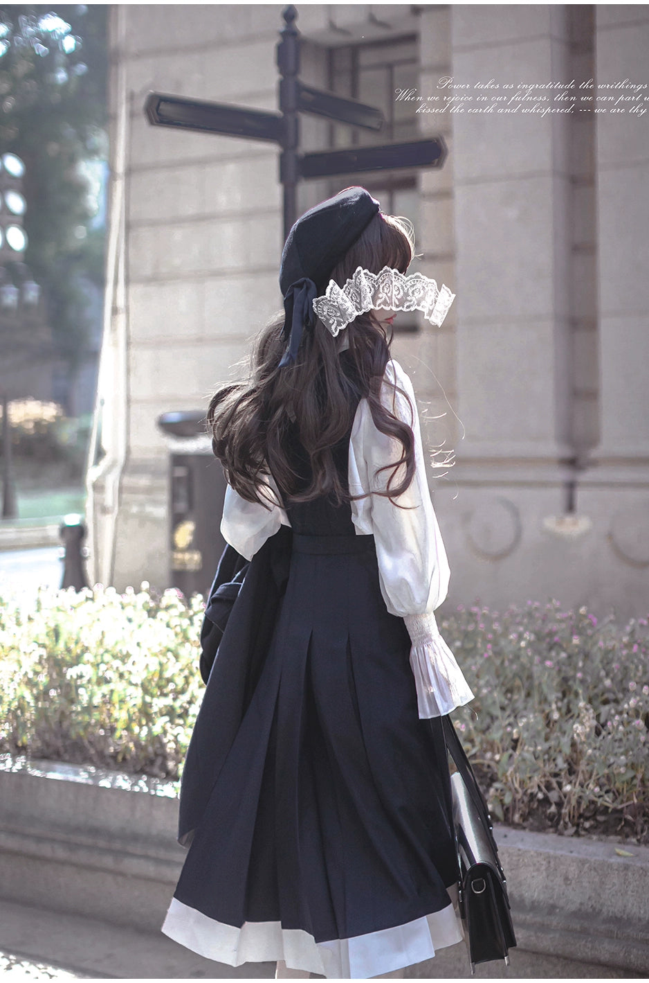 Navy Preppy Style Jumper Dress + Chiffon Blouse 41452:779243