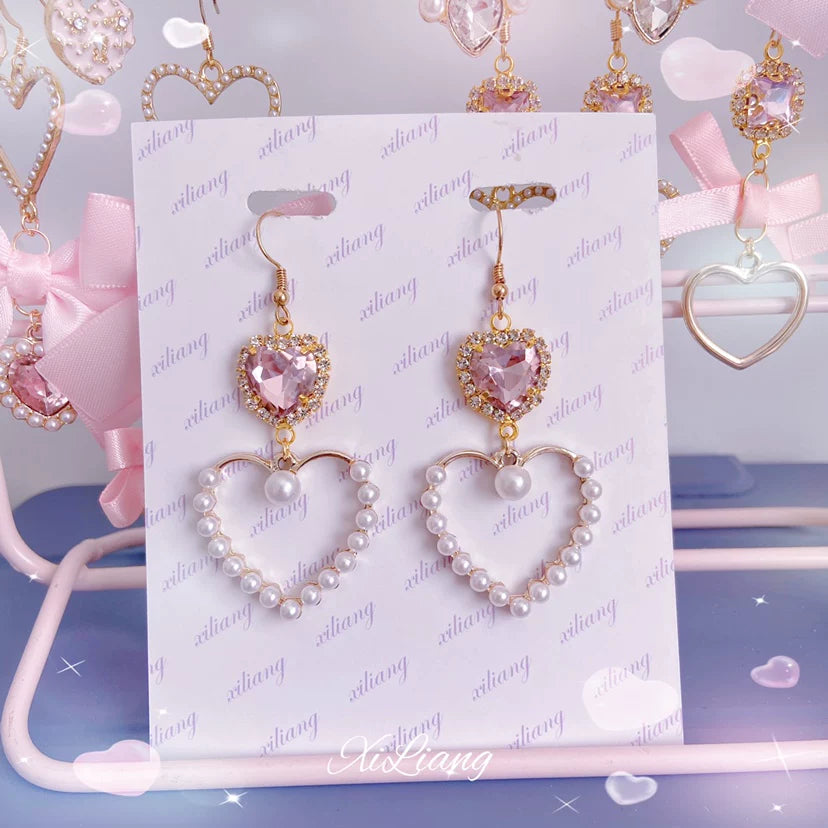 Pink Bow Earrings, Hook or Clip-on Style 45745:862174