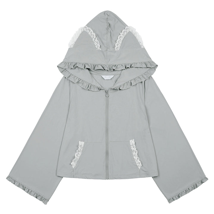 Jirai Kei Coat Sun-proof Jacket UPF50 Hoodie (Grey) 38510:592374