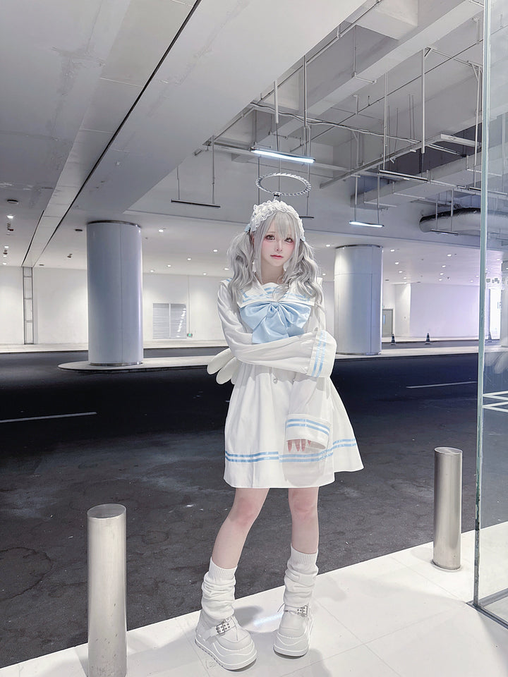 Sailor Collar JK Uniform Dress, Flared Sleeves 43871:787957