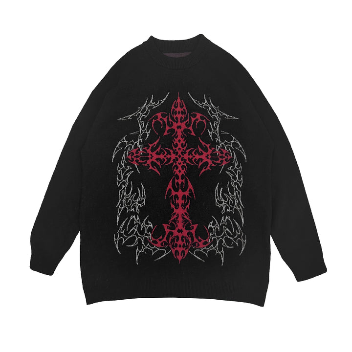 Punk Sweater Dark Gothic Long Sleeve Sweater Multicolor (L M S) 39740:634898