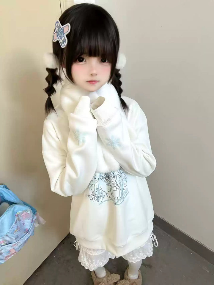 Tenshi Kaiwai Sweatshirt Fleece White Hoodie Plush Scarf 41570:704028