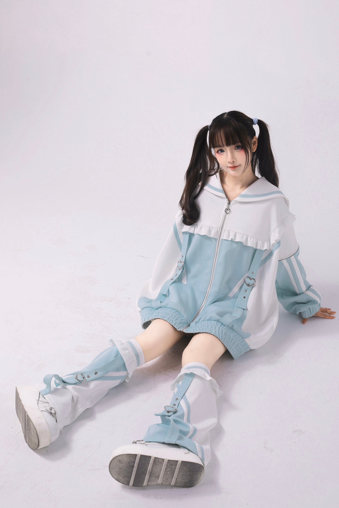 Tenshi Kaiwai Hoodie Sailor Collar Sweatshirt Leg Warmer 34896:481090