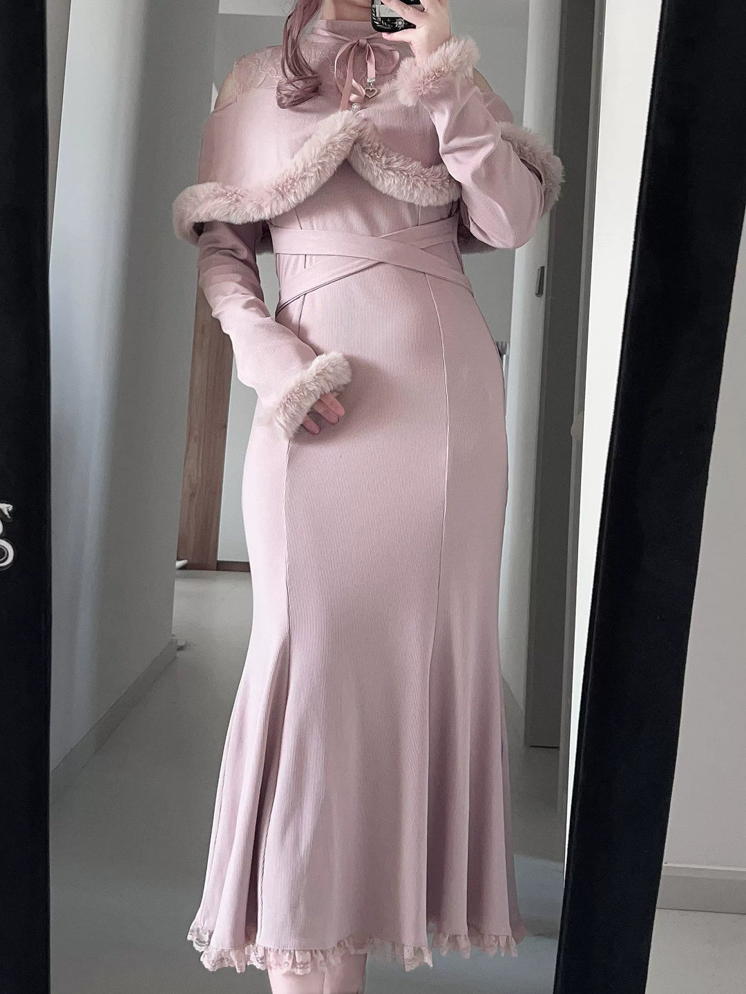 *针织长裙*虚拟天国原创设计量产型蕾服清楚系鱼尾裙日系露肩宅萌 44000:797362