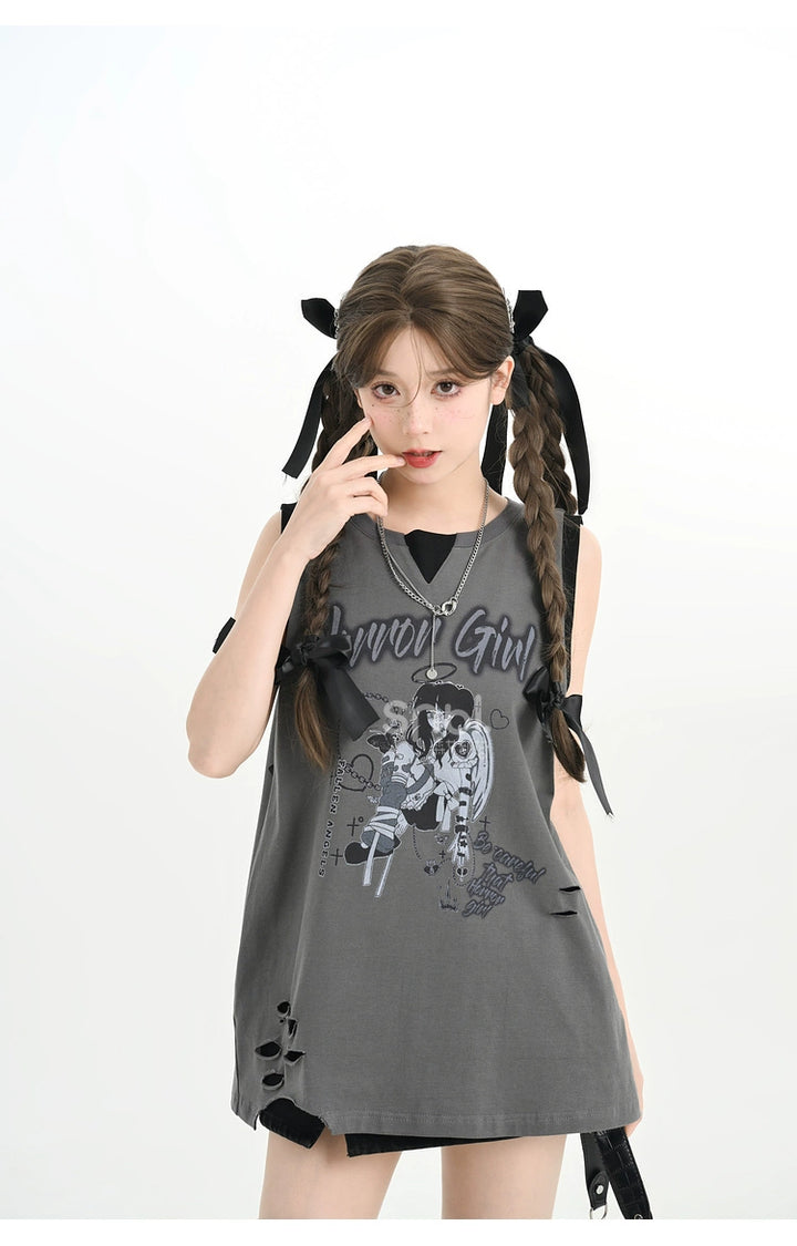 Y2K T-shirt Anime Print Gyaru Fashion Tank Top Cotton 35904:560106