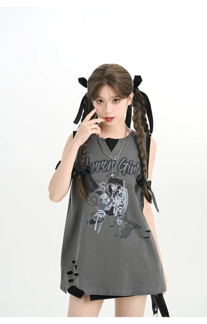 Y2K T-shirt Anime Print Spicy Girl Tank Top Cotton 35904:560168