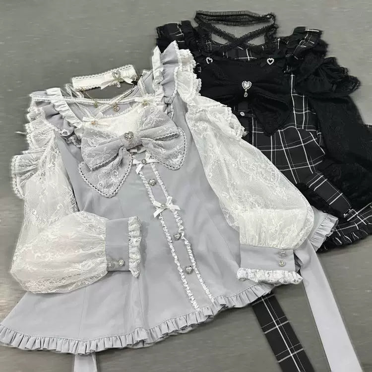 Jirai Kei Open Shoulder Dress Set, Halter Neckline 44684:842660