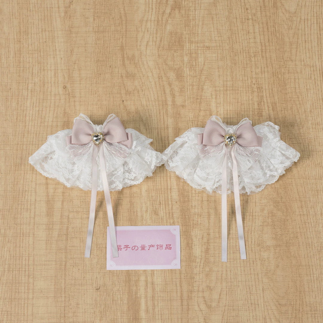 Ryousangata Lace Cuffs, Bow and Heart-shaped Rhinestone 45339:845053