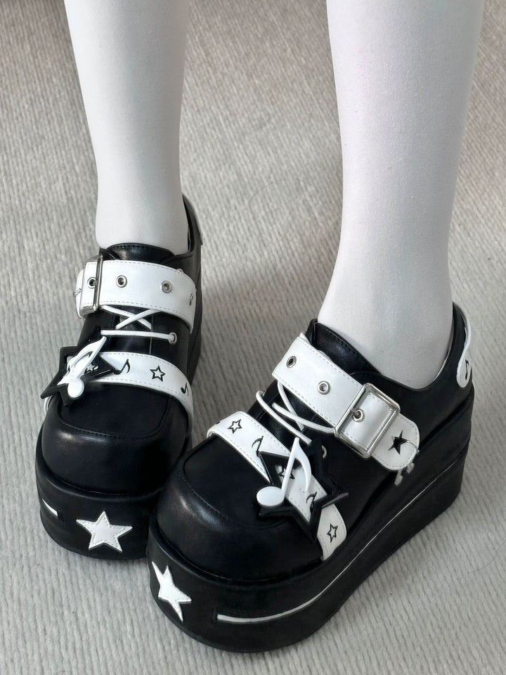 Punk Platform Shoes Gyaru Round-Toe Shoes Thick-Soled Shoes 41578:705218