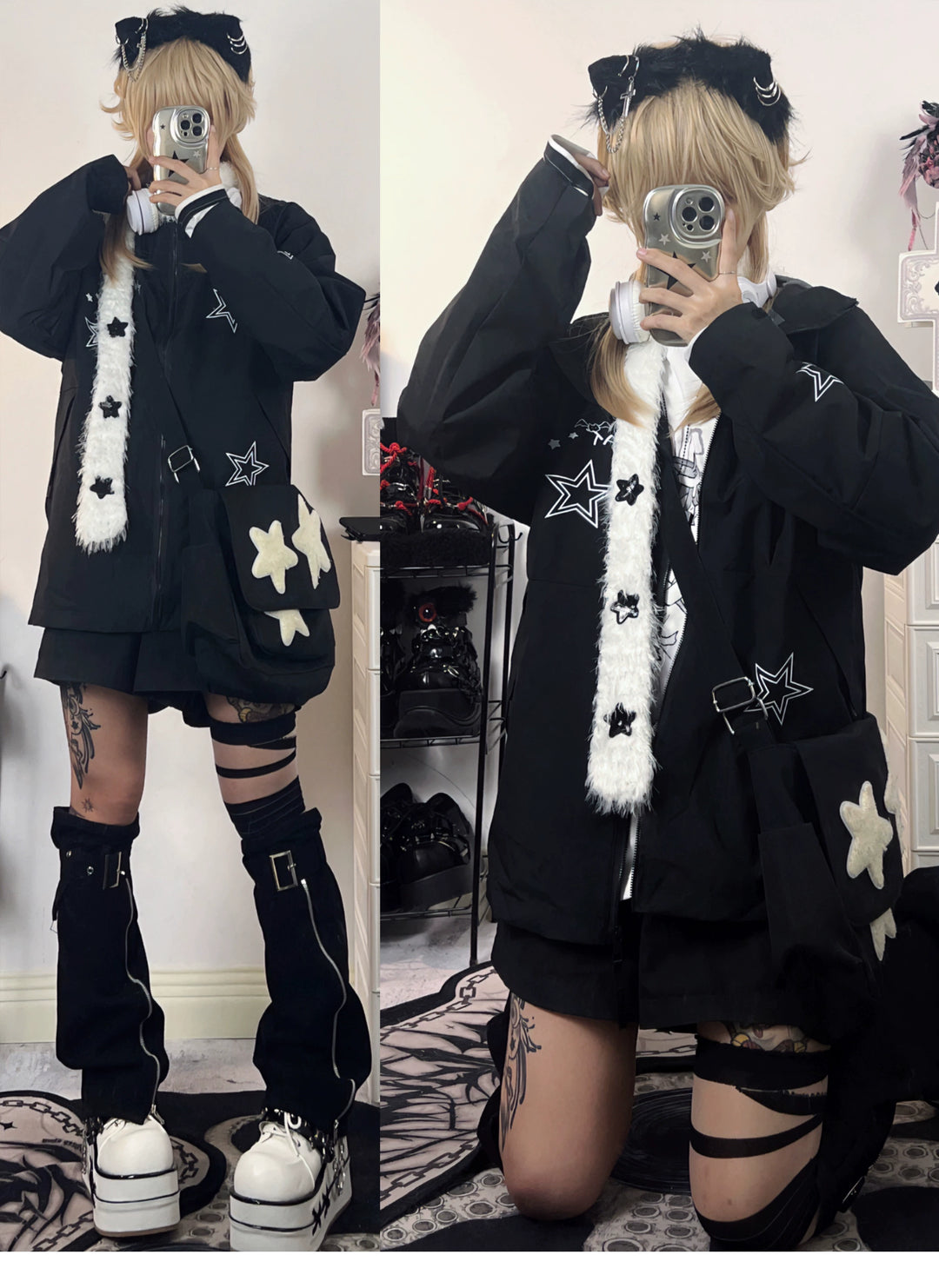 Harajuku Fashion Black Couples Jacket Coat 29246:340460 29246:340460