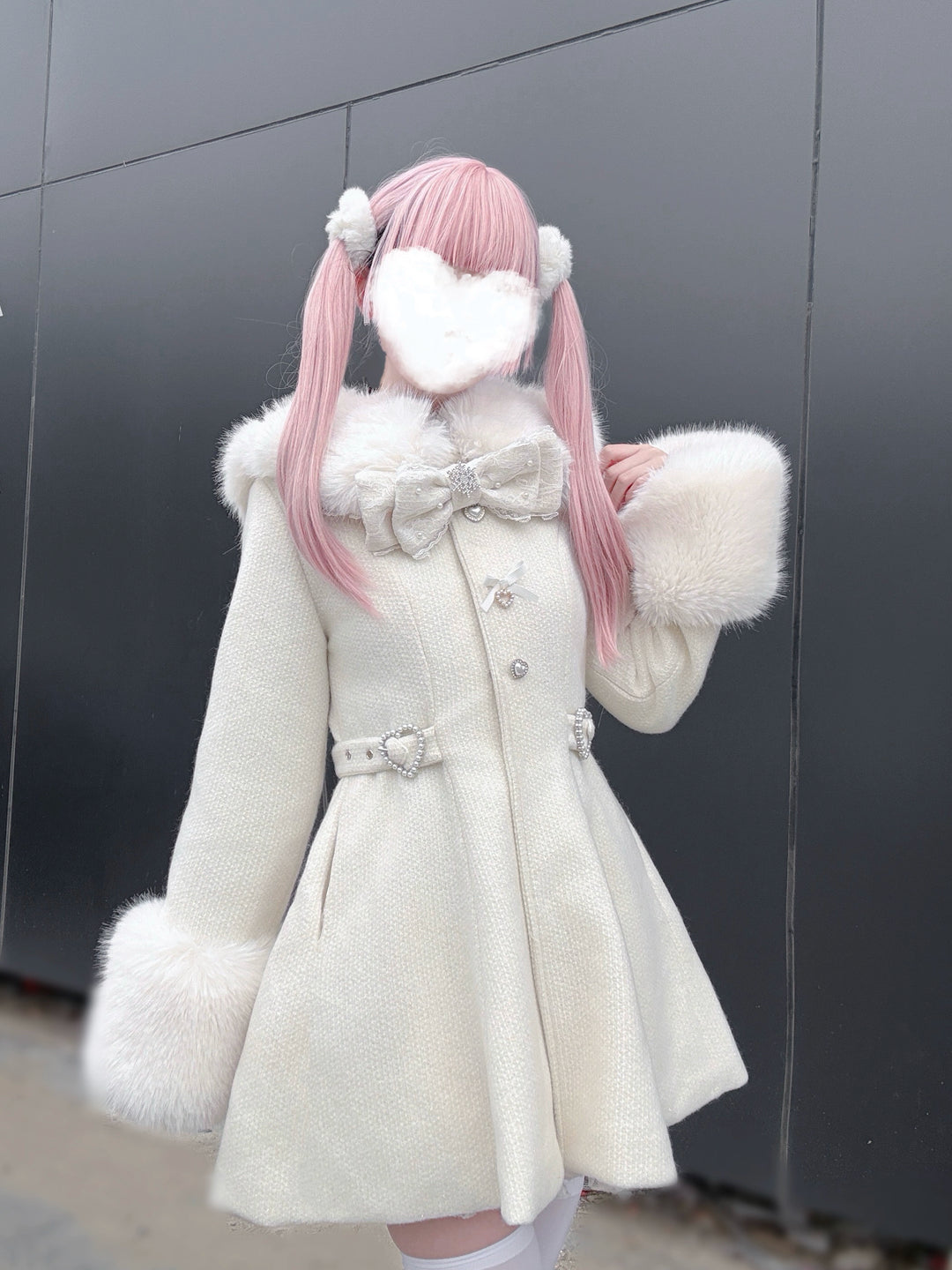 Ryousangata Winter Coat, Detachable Faux Fur Trim 43939:792421