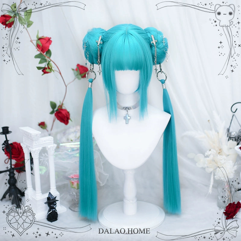 Lolita Wig Anime Wig Short Straight Hairpiece With Natural Ponytail 35882:505862 35882:505862