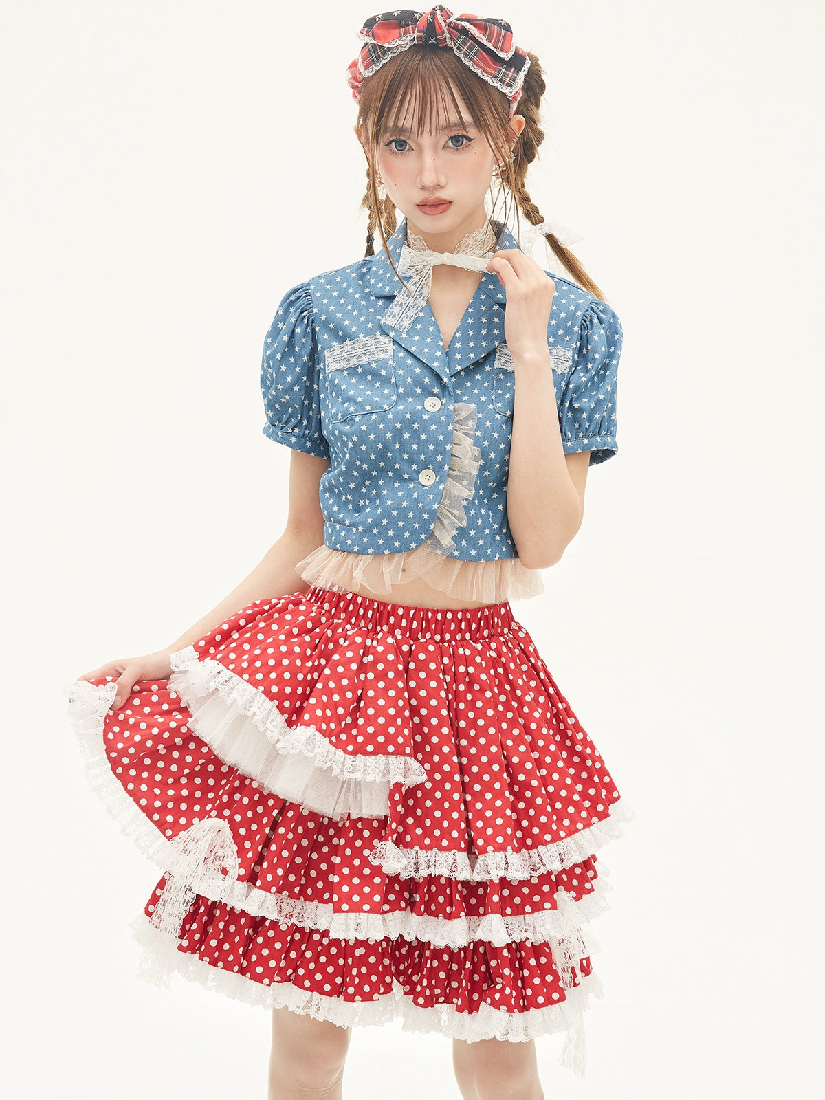 Lolita Skirt Retro Red Polka Dot Skirt 36150:542850