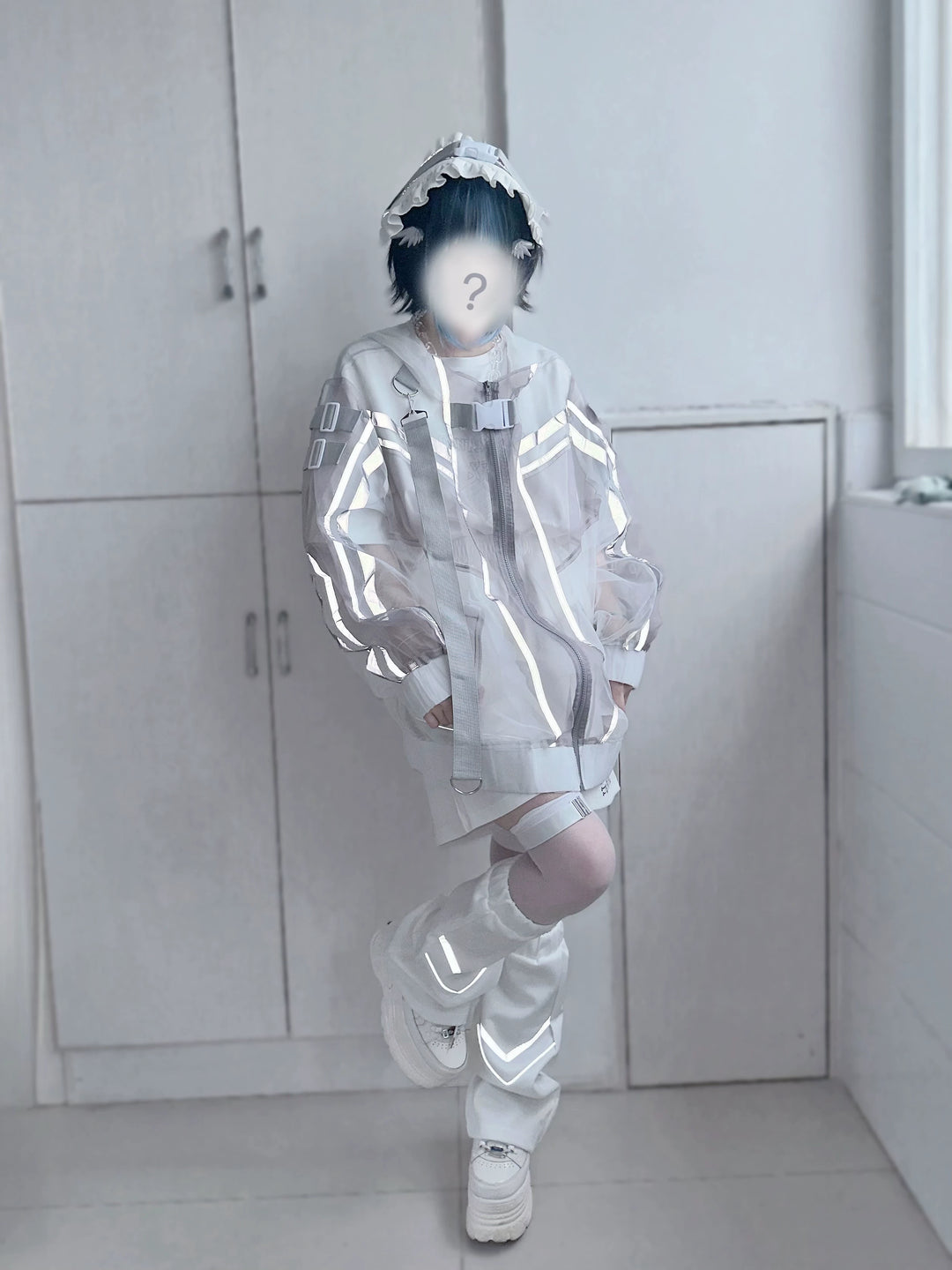 Subculture Organza Coat with Leg Warmers, Reflective Trim 45559:854221