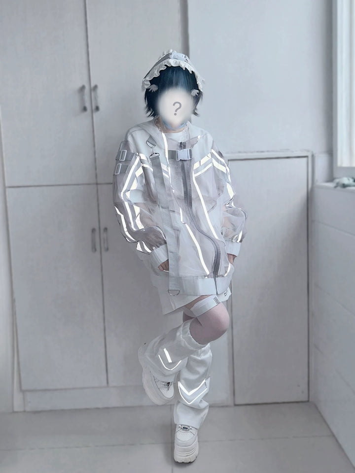 Subculture Organza Coat with Leg Warmers, Reflective Trim 45559:854221