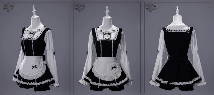 【Fluffy Heart】橱窗人偶日系女仆感可拆卸围裙萌系套装 现货 44119:796754