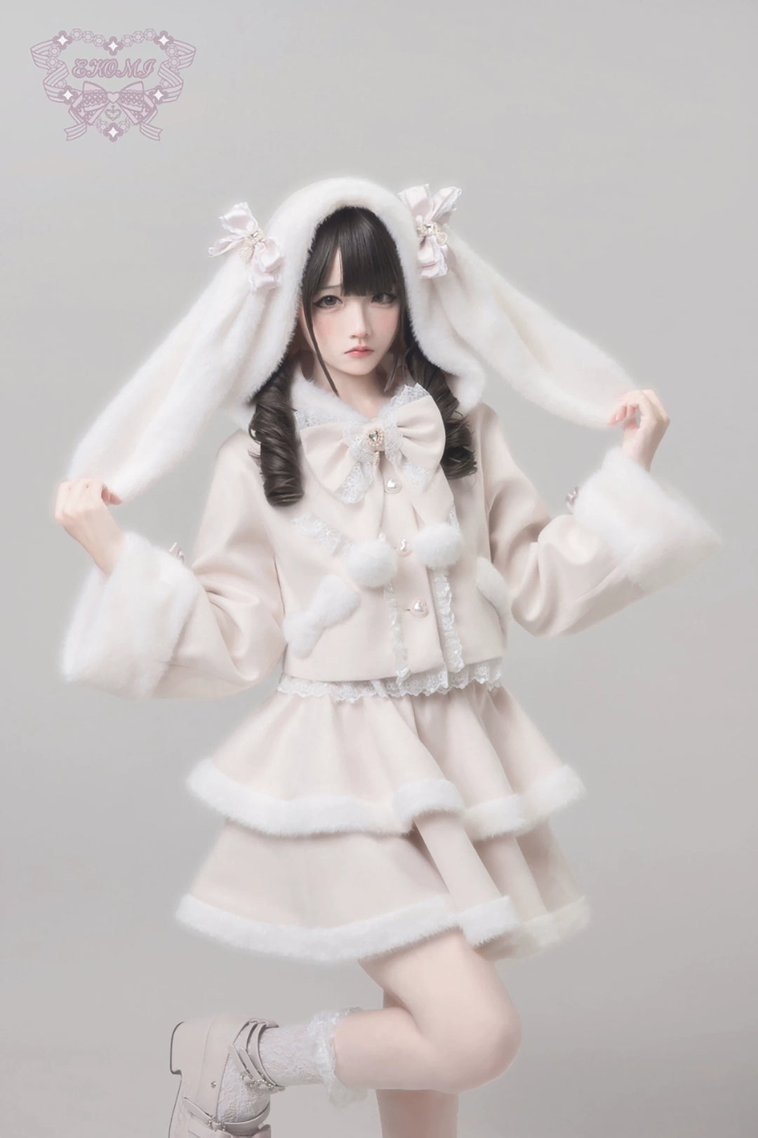 Ryousangata Tiered Skirt Outfit, Detachable Bunny Ear 44592:814079