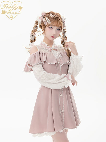 Jirai Kei Dress Set Ryousangata Dress Drop Shoulder Dress 37122:551998