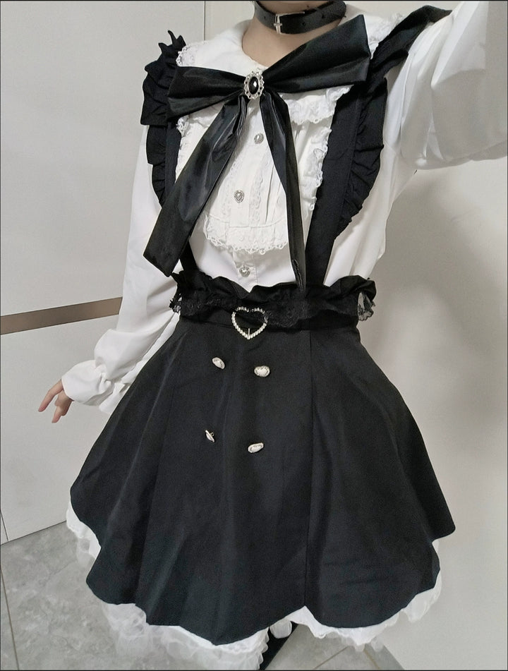 Jirai Kei White Blouse + Black Suspender Skirt 32940:778990