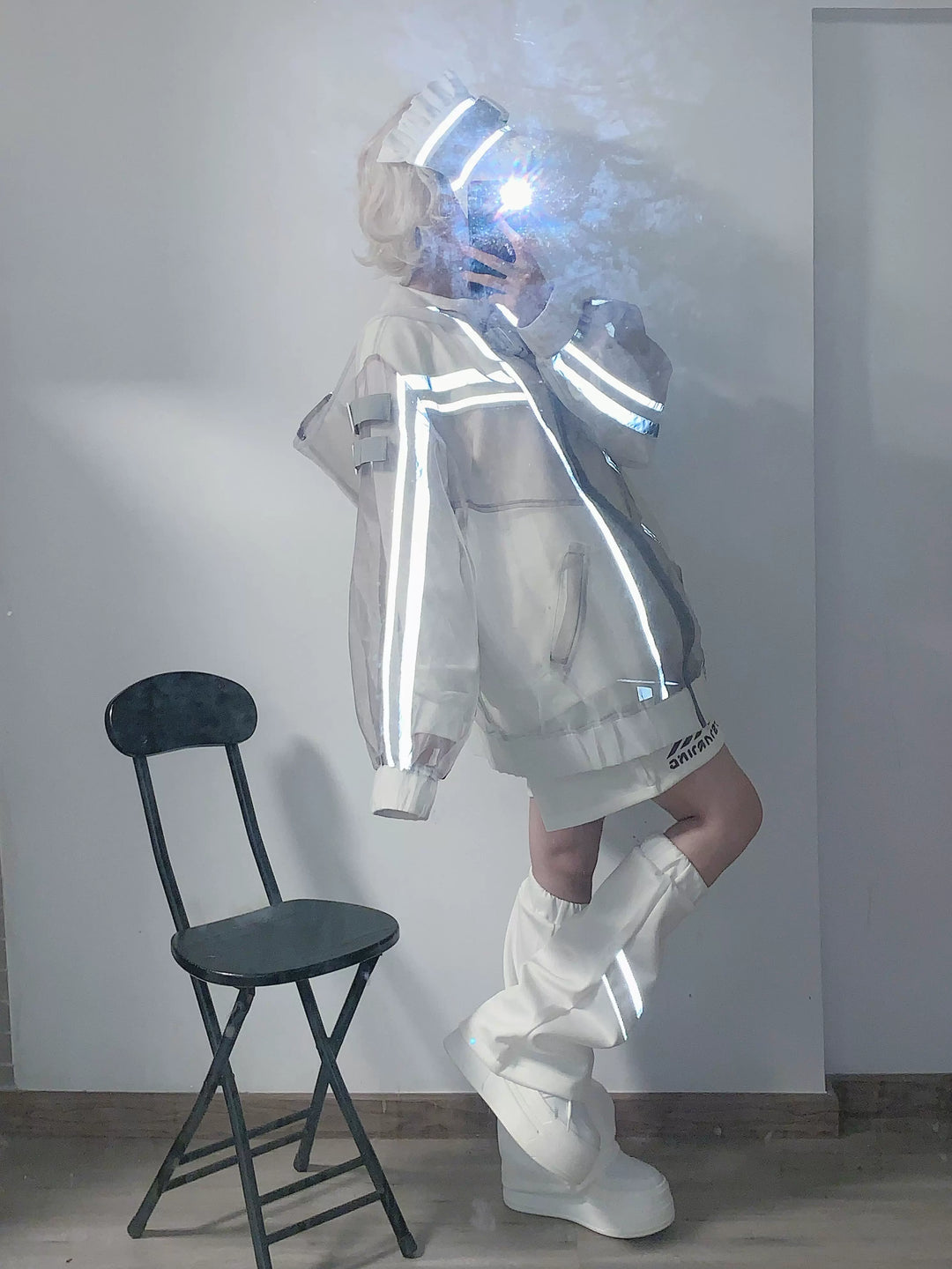 Subculture Organza Coat with Leg Warmers, Reflective Trim 45559:854213
