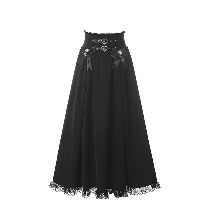 Summer Jirai Kei Lace Blouse, High Waist Skirt (L M S) 45363:847696