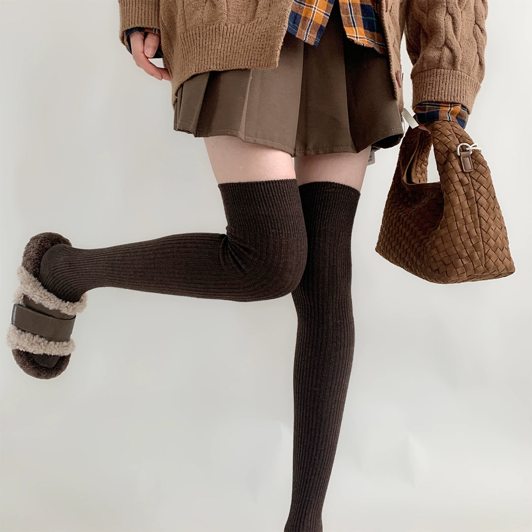 Japanese Style Solid Socks, Calf and Over-knee Styles 44076:795803
