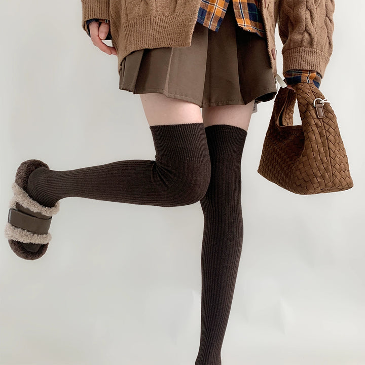 Japanese Style Solid Socks, Calf and Over-knee Styles 44076:795803