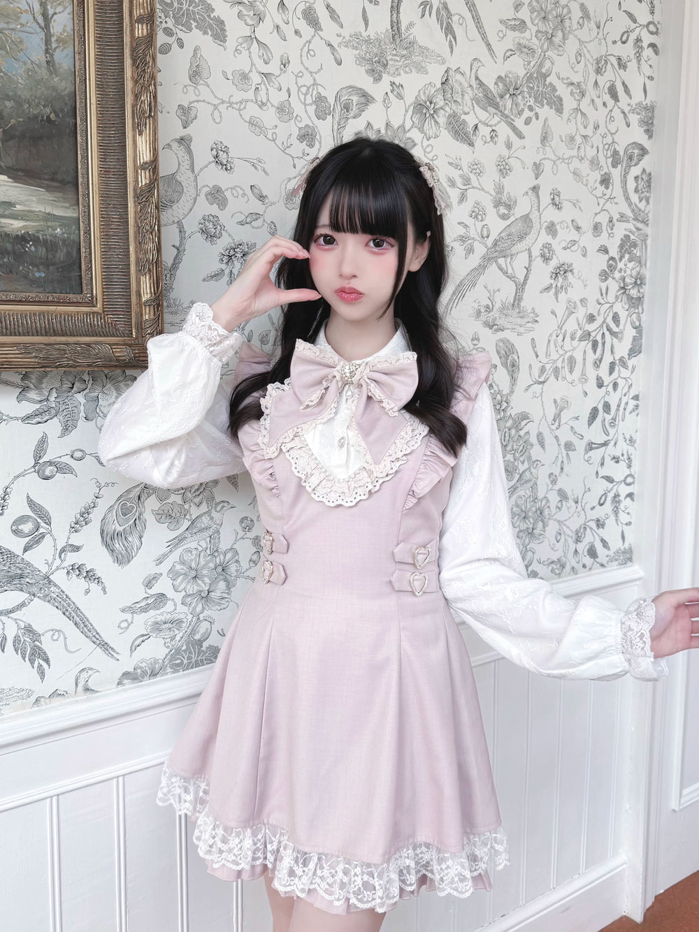 Pink Ryousangata Set Up, Waist-cinching Dress 44923:828673